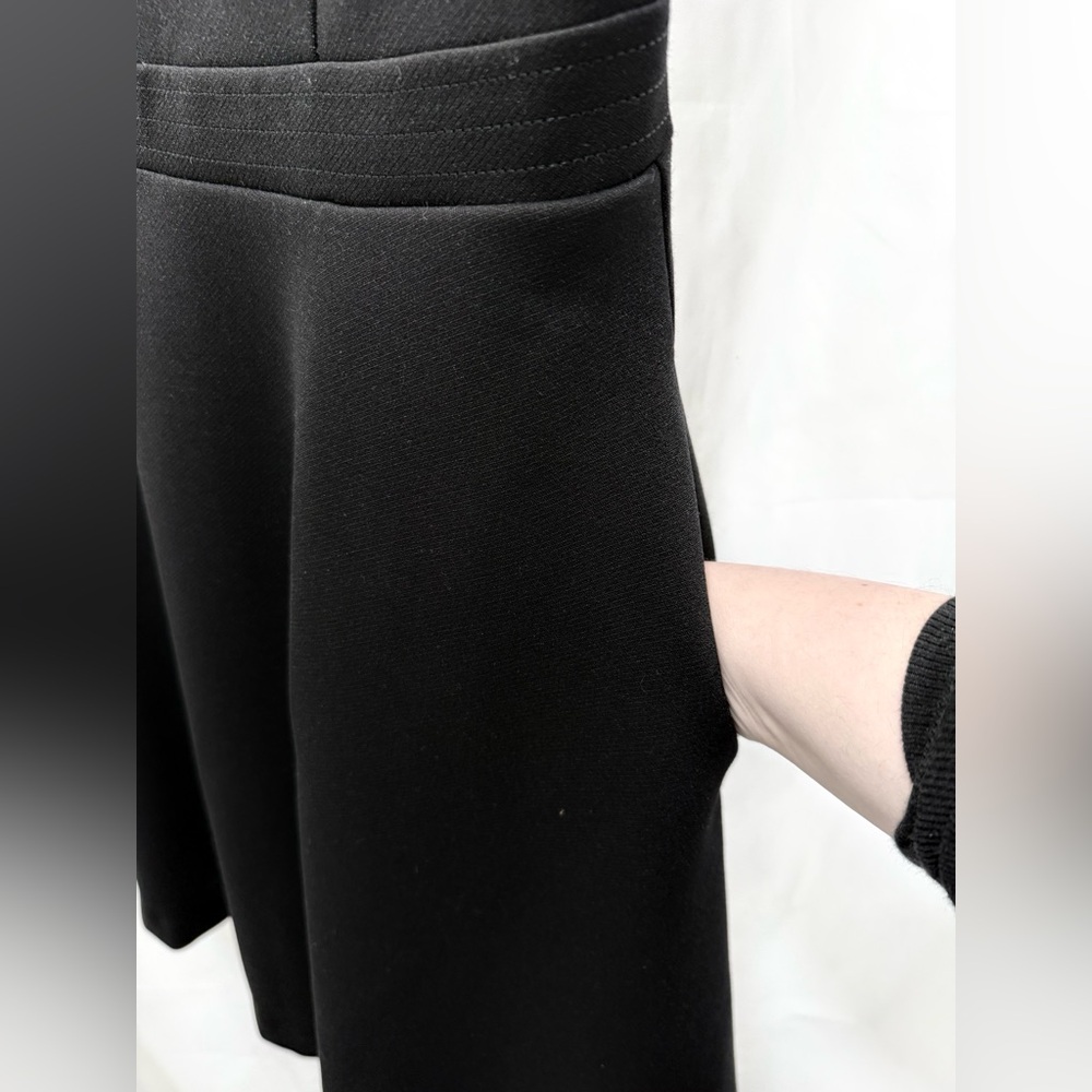White House Black Market 4 Black Ponte Fit & Flare Gold Button A line Dress - Picture 6 of 12